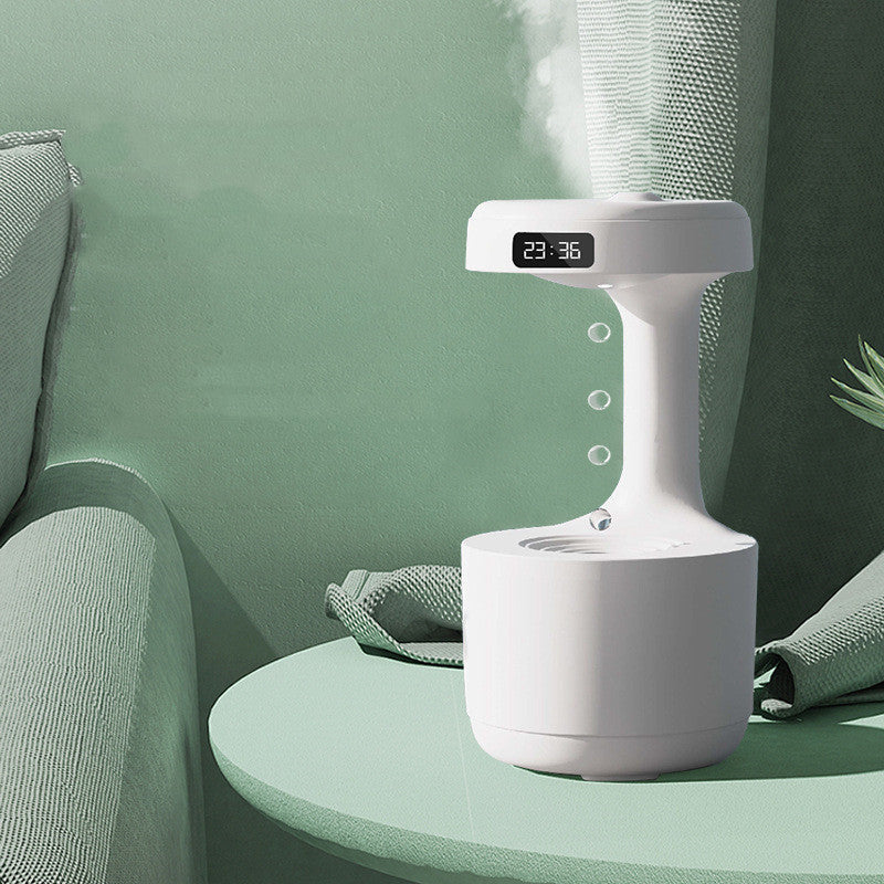 Anti-Gravity Humidifier With Clock | Water Drop Backflow Aroma