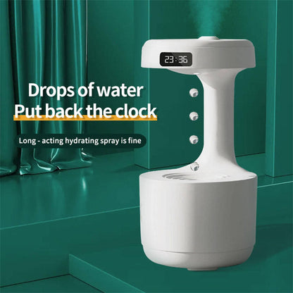 Anti-Gravity Humidifier With Clock | Water Drop Backflow Aroma