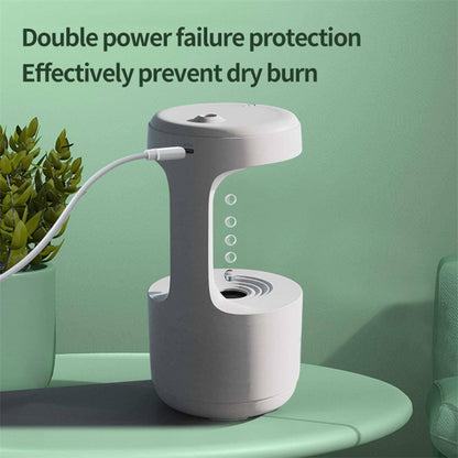 Anti-Gravity Humidifier With Clock | Water Drop Backflow Aroma